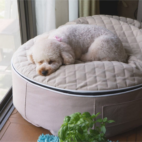 (M) Premium ThermoQuilt Dog Bed (Beige)