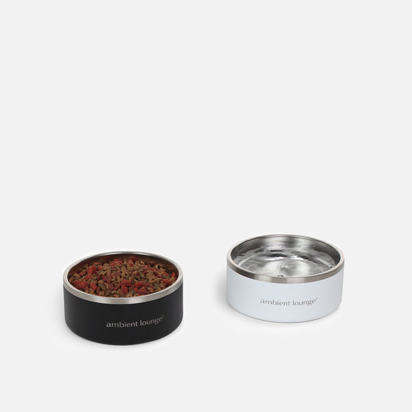 Set di 2 ciotole per cani in acciaio inox a doppia parete da 2 litri per cibo e acqua.
