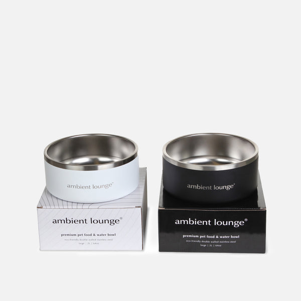 Set di 2 ciotole per cani in acciaio inox a doppia parete da 2 litri per cibo e acqua.