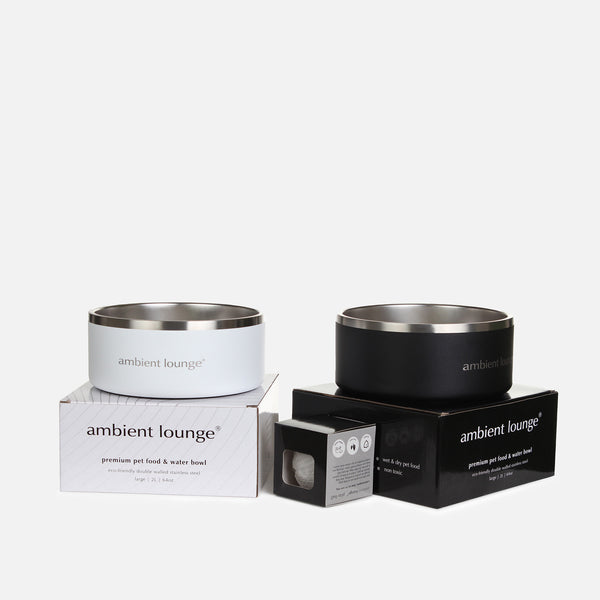 Set di 2 ciotole per cani in acciaio inox a doppia parete da 2 litri per cibo e acqua.