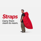 Street Cred Red VIP beanbag carried using the rear backpack straps