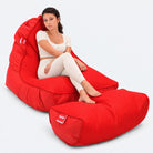 Street Cred Red VIP beanbag sofa and matching ottoman front view